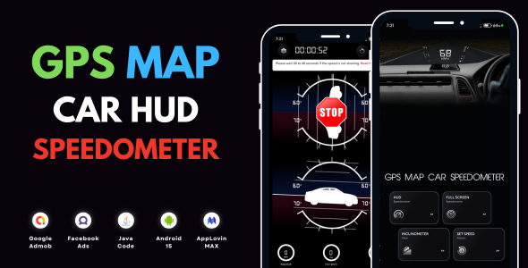 GPS Map Car Speedometer with AdMob Ads Android
