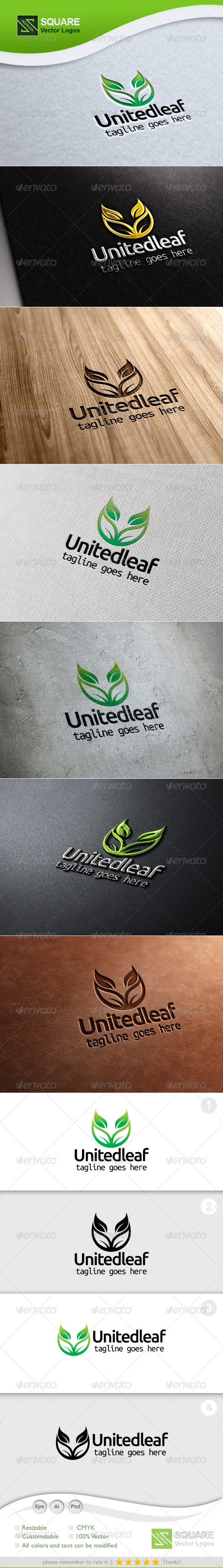 U, Leaf Vector Logo Template