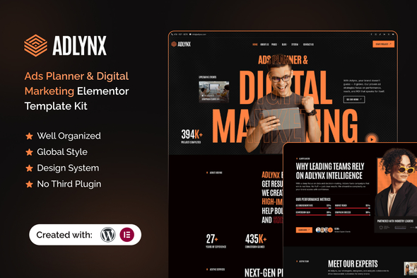 Adlynx - Ads Planner & Digital Marketing Elementor Template Kit