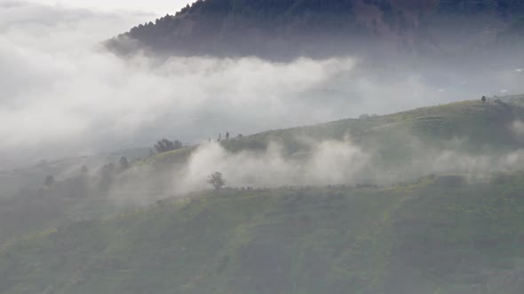 Fog Covering Trees in Mountains Timelapse