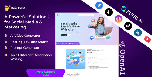 BeePost - AI Social Media Management & Content Creation SaaS with Subscription System