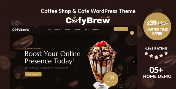 Cofybrew – Coffee Shop & Cafe WordPress Theme