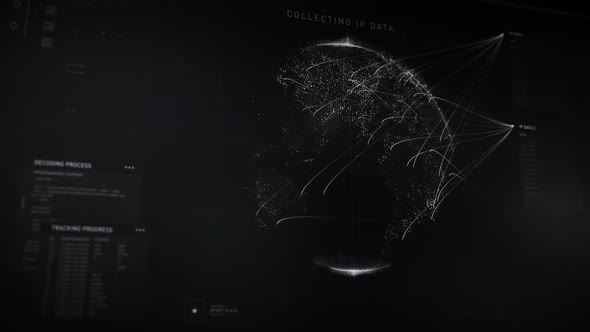 Future Cyber Hacker Target Location Via Spying Detection Software Interface alt