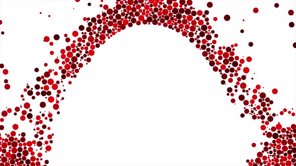 Colorful red balls falling down and skirting white round shape