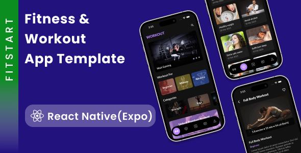 React Native Fitness Workout App Template in React Native | FitStart