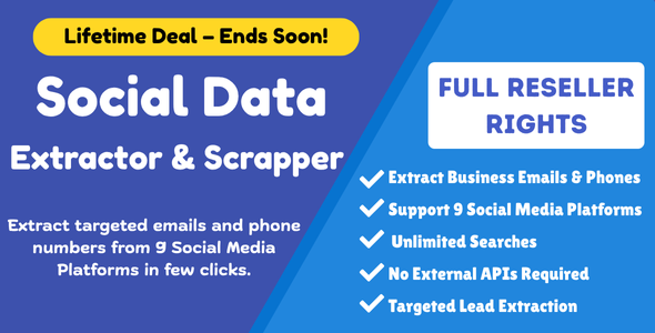 Social Data Extractor and Scrapper - Leads Extractor | Reseller Rights | License Generator