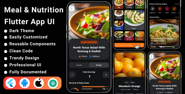 Nutrition App Template | CalorieCoach UI Template |  Meal and Diet Planner in Flutter