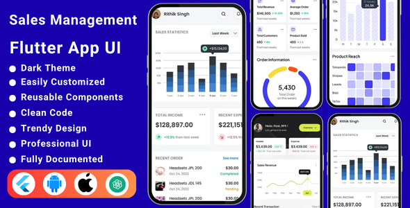Sales Management Flutter Mobile App Template | Flutter iOS/Android App Template