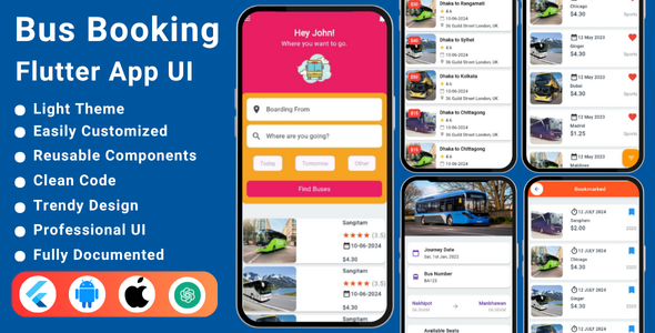 Bus Booking App | City Bus Tracker | Bus Ticket Booking UI Kit in Flutter