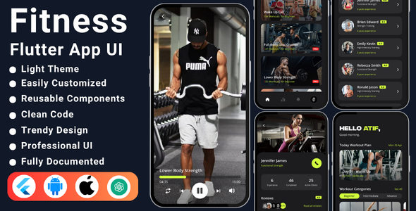 Workout Flutter App | Fitness Flutter App UI Kit Template