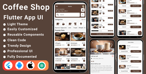 Coffee Shop eCommerce App - Flutter Mobile App Template | Android & iOS