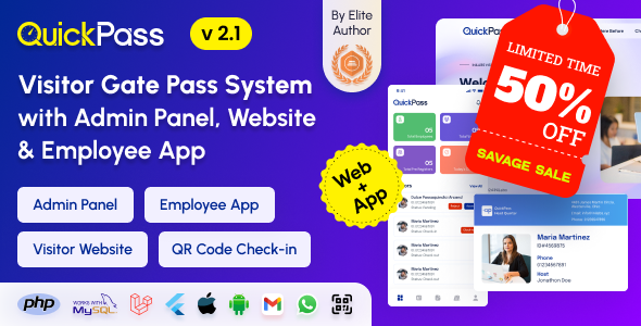 QuickPass - Visitor Gate Pass System with Admin Panel, Website & Employee App