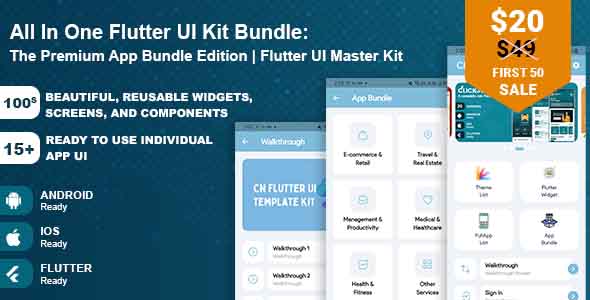 All In One Flutter UI Kit Bundle: The Premium UI Master Kit With & App Bundle Edition