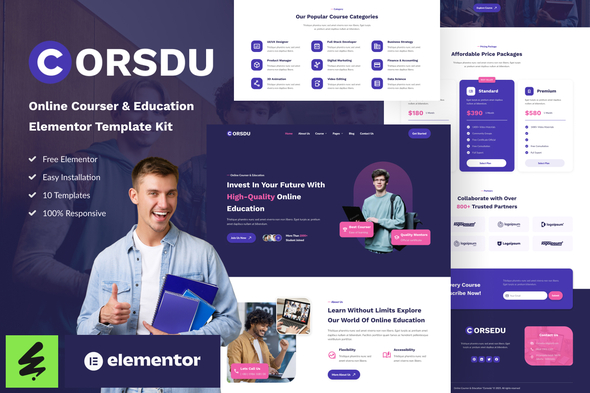 Corsdu - Online Courses & Education Elementor Template Kit