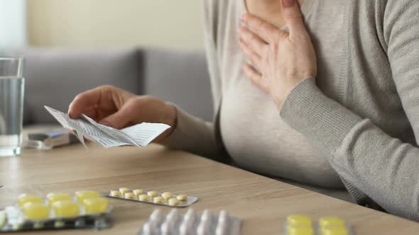 Old Woman Getting Bad After Reading Pills Instruction, Dangerous Side Effects