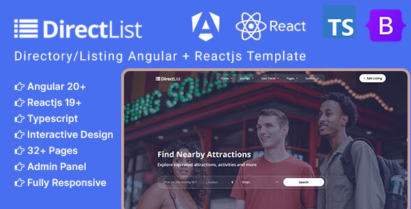 Directlist - Directory & Listing Angular | Reactjs Template