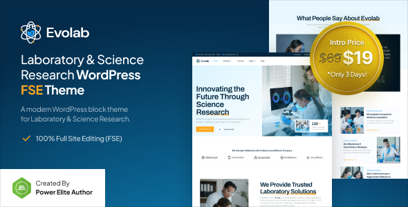 Evolab - Laboratory & Science Research Gutenverse FSE WordPress Theme