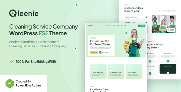 Qleenie – Cleaning Service Company Gutenverse FSE WordPress Theme