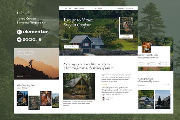 Lakeside - Nature Cottage Elementor Template Kit