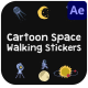 Cartoon Space Walking Stickers for After Effects - VideoHive Item for Sale