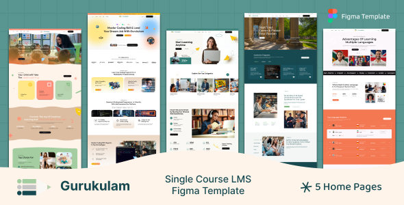 Gurukulam - Single Course eLearning LMS Figma Template
