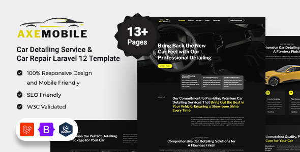 Axemobile - Car Detailing Service & Car Repair Laravel 12 Template