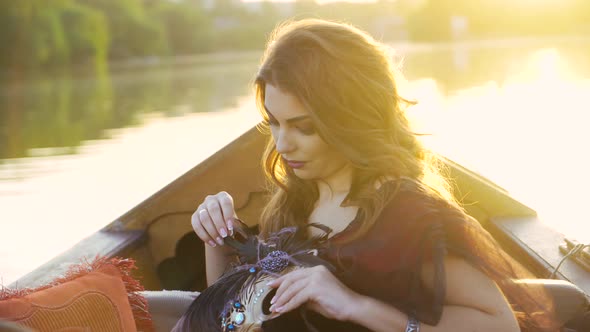 Beautiful Woman Riding on Gondola