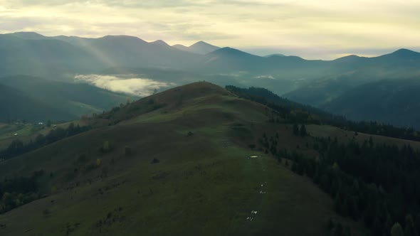 Clouds Dramatic Dark Mountains Forest Autumn Valley Pine