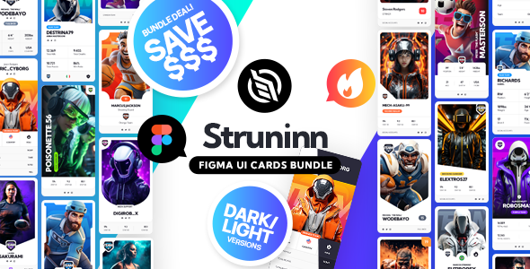 Struninn - Sports and eSports UI Cards - Figma UI Kit Bundle