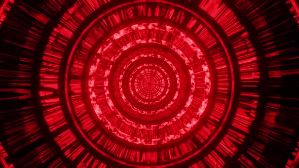 Newest Hell Red With Mirrored Walls Circle Tunnel Vj Loop Background HD