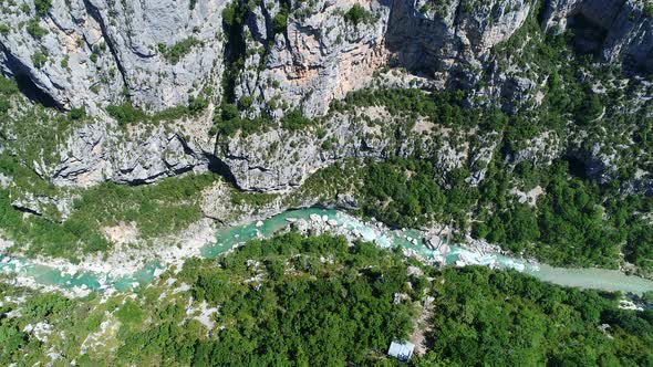 The Verdon Gorges in the Verdon Regional Natural Park in France from the sky