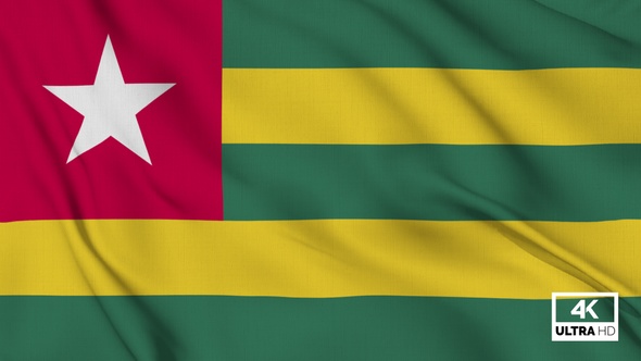 Togo Flag Waving Slowly Looped