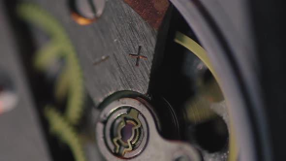 Vertical Video Macro Shoot of Working Analog Watch Mechanism