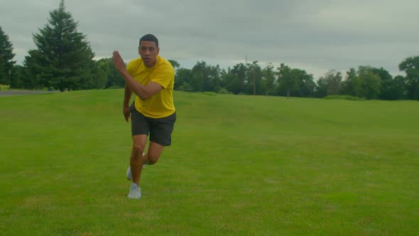 Motivated Sporty Fitness Black Man Working Out Skater Lunges Exercise in Park