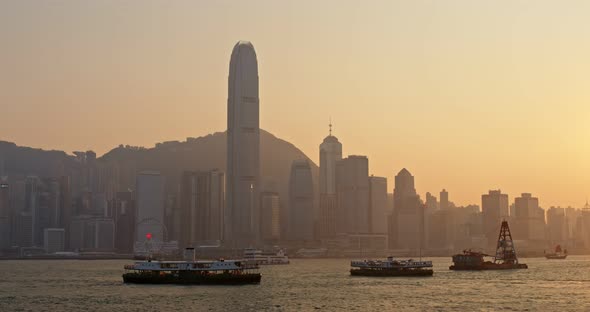 Hong Kong city at sunset