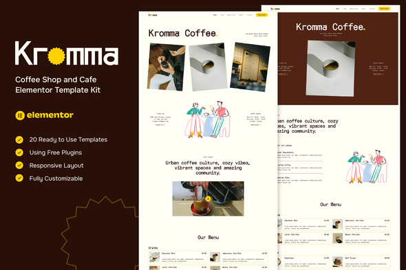 Kromma - Coffee Shop and Cafe Elementor Template Kit