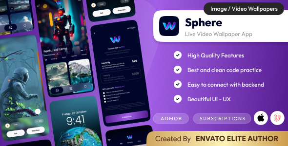 Sphere : Live Video Wallpaper | Wallpaper app with admin panel | iOS - Laravel