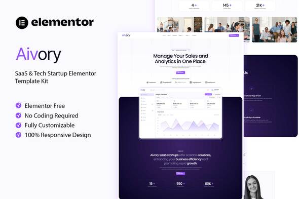 Aivory - Saas & Tech Startup Elementor Template Kit