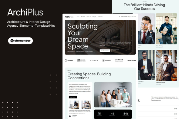 Archiplus - Architecture and Interior Design Agency Elementor Pro Template Kit