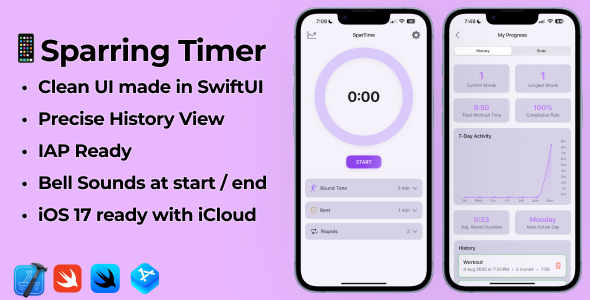 iOS 17 Swift Sparring Timer App | Martial Arts Timer App with IAP
