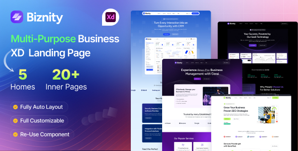 Biznity - Multipurpose Business XD Template