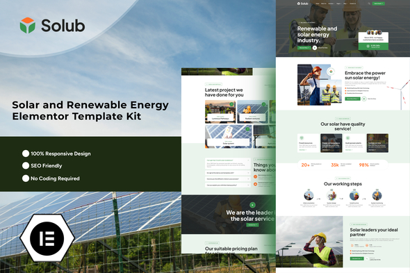 Solub - Solar and Renewable Energy Elementor Template Kit