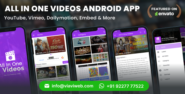 Android All In One Videos App (DailyMotion,Vimeo,Youtube,Server Videos, Admob with GDPR)