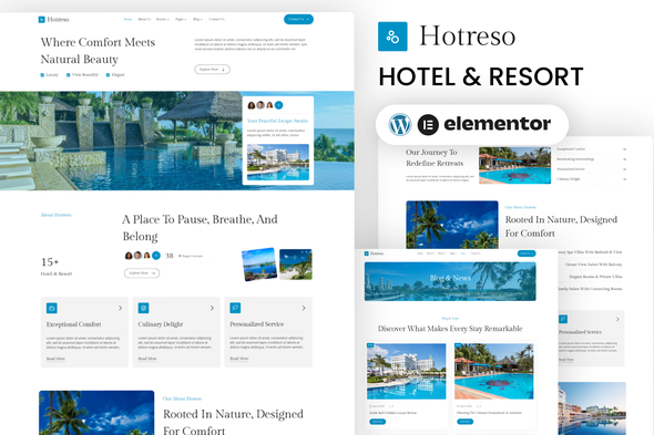 Hotreso - Hotel & Resort Elementor Template Kit