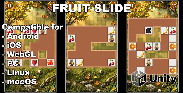 Fruit Slide - Brain Teasing Logic Puzzle Template for Mobile