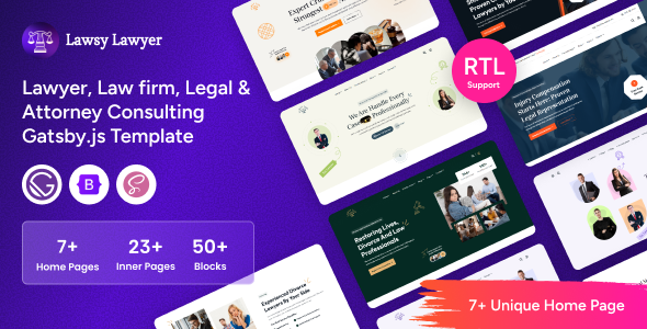 Lawsy - Lawyer, Law firm, Legal & Attorney Consulting Gatsby.Js Template