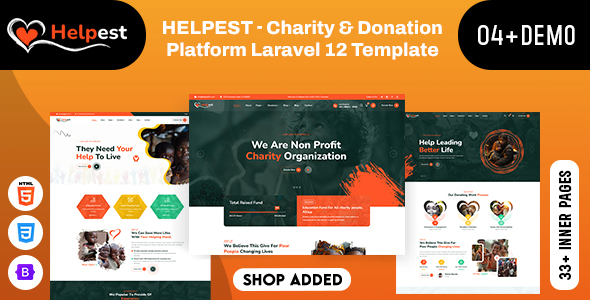 Helpest - Charity & Donation Platform Laravel 12 Template