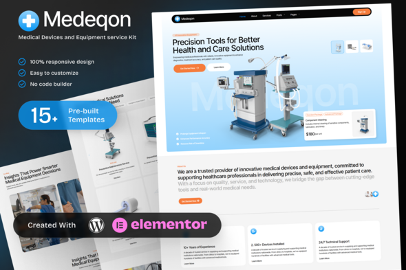 Medeqon – Medical Devices & Equipment Service Elementor Template Kit