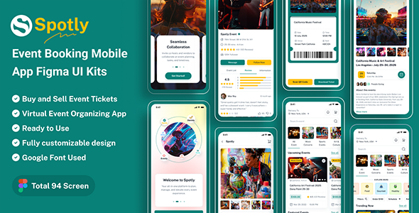 Spotly – Event Booking Mobile App Figma UI Kits