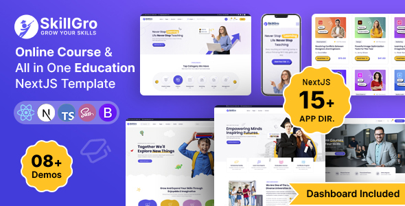 SkillGro - Online Courses & Education React NextJS Template